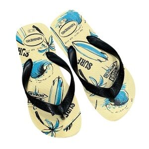 Havaianas Children’s Flip Flops Sandals Black and Blue Tropical